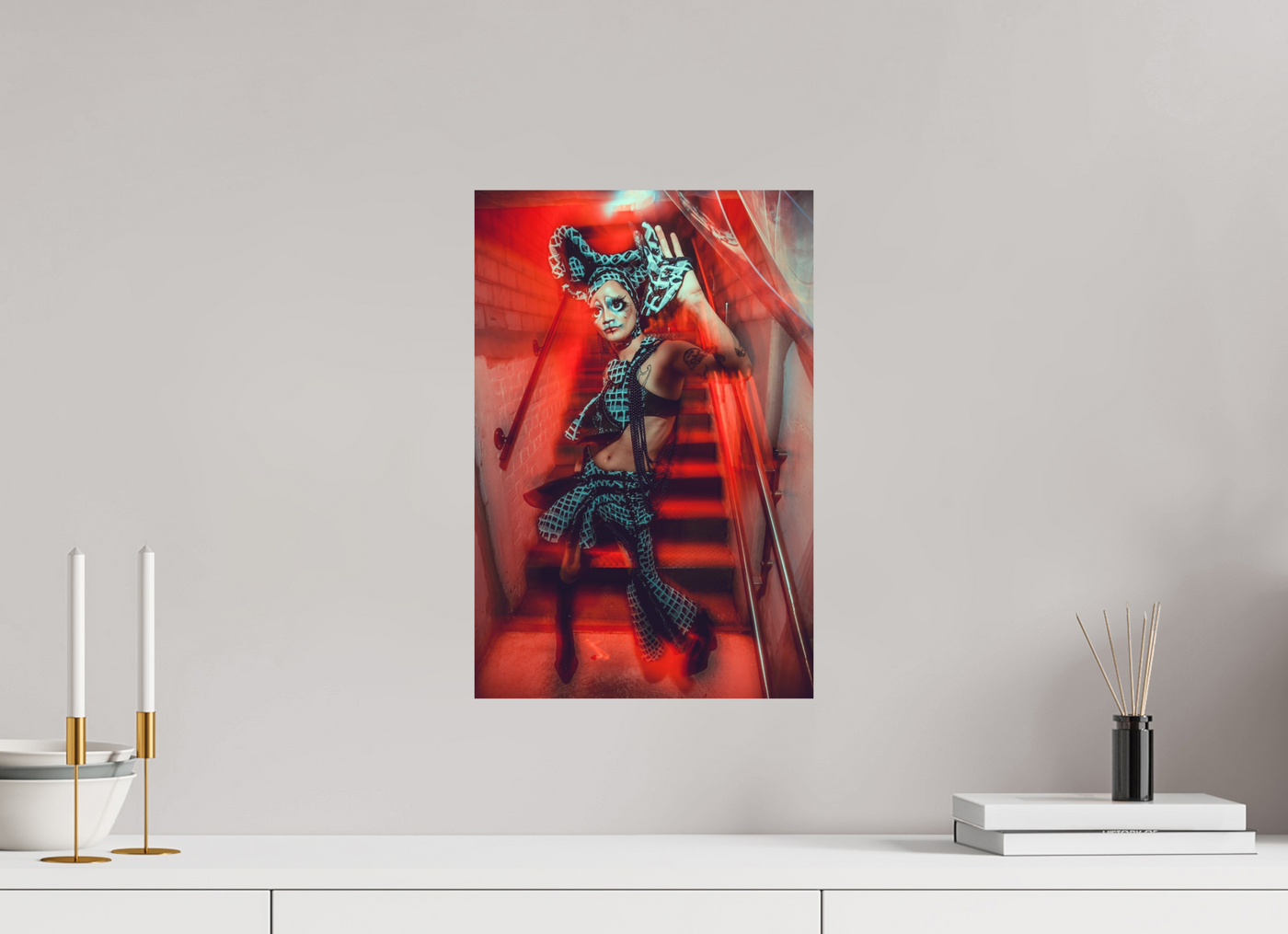 30 x 45 cm, No Frame Fuji Cristal Archive Silk Gridlock on the Stairs